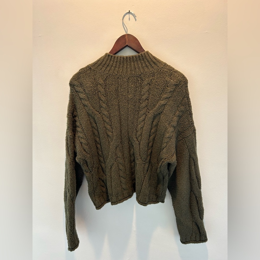 Olive Green Anthtoologie Zip up Sweater - Picture 4 of 6